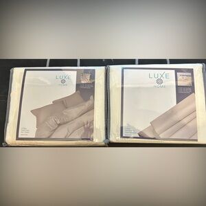 Luxe Home 7 piece duvet and a sheet sets beige queen size microfiber new